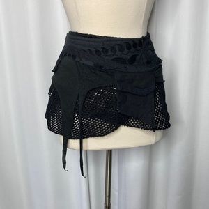 Festival waist pocket belt mini skirt hard to explain butt cover with mesh, M/L